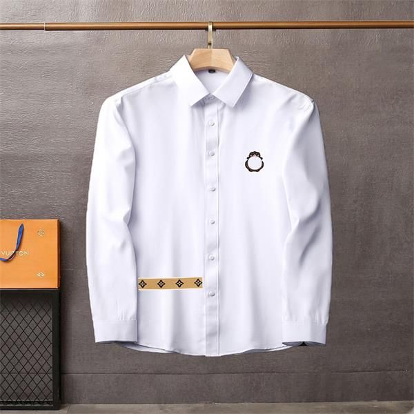 

men's dress shirt luxury slim silk t-shirt long sleeve casual business clothing plaid brand 17 color -3xl burr, White;black