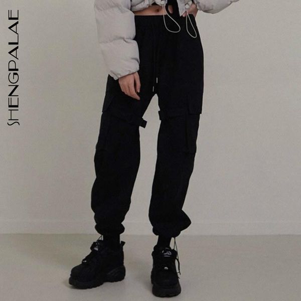 

women's pants & capris shengpalae 2021 spring vintage patchwork joggers sweatpants harajuku woman trousers elastics high waist za2586, Black;white