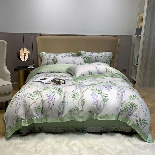 

bedding sets luxury green tencel set high density satin duvet cover bed linen pillowcases home textile king  size 4pcs