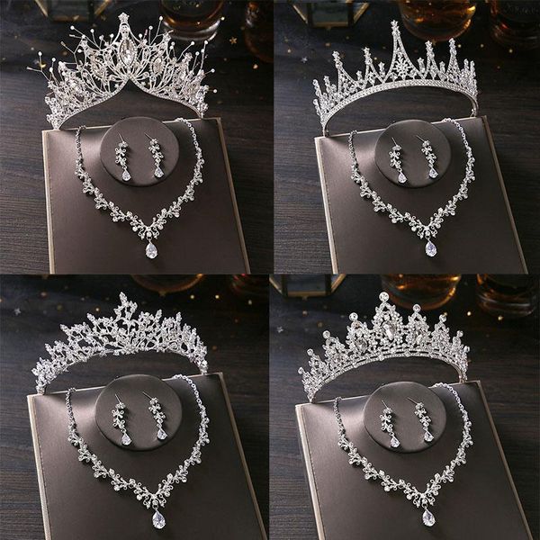 

earrings & necklace bridal jewelry sets bride wedding collection set accessories for women crown tiara, Silver
