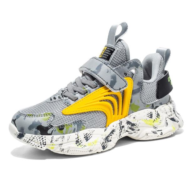 

athletic & outdoor sport kids sneakers boys casual shoes for girls children hook&loop breathable mesh running footwear fashion 2021, Black