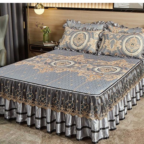

bedding sets latex bed skirt removable mattress mat set luxury folding cover pillowcase antiskidding washable 3pcs