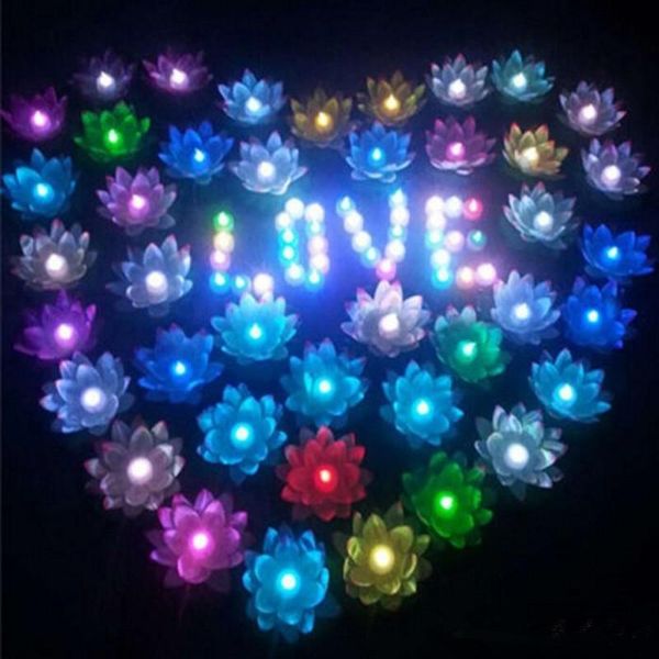 

decorative flowers & wreaths 20 cm diameter led lotus lamp in colorful changed floating water wishing light lanterns for party decoration