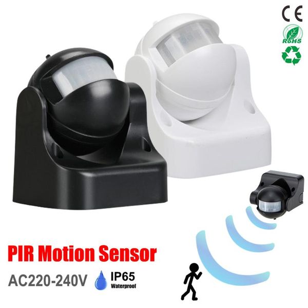 

smart home control ac220-240v pir infrared motion sensor outdoor waterproof body detector led light switch 180 degree rotating timer
