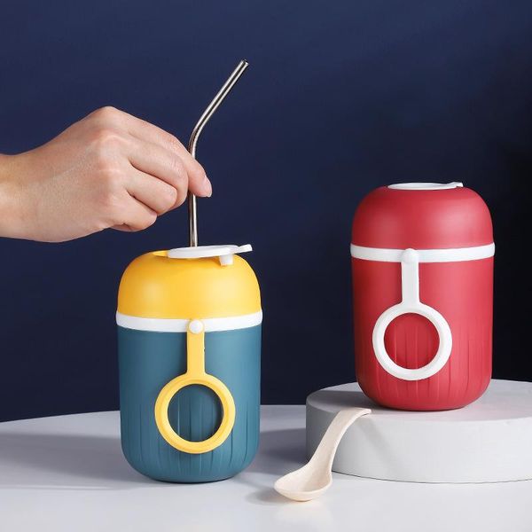 

mugs portable insulated breakfast cup student soup microwavable mini with lid spoon