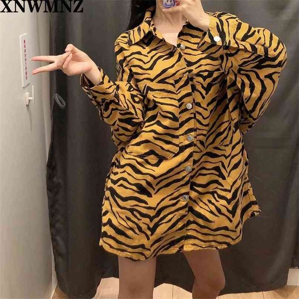 

animal print shirt brown loose-fitting cuffed sleeves patch pockets side in-seam metal button 210520, White