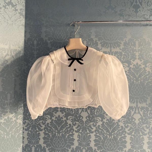

women's blouses & shirts french miu fashion hauggen yarn fresh white temperament sweet edge shirt girl