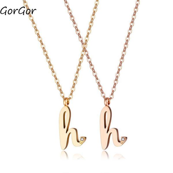 

gorgor necklace women stainless steel gold-color clavicle chain english alphabet pendant simplicity exquisite jewelry tx-1559 necklaces, Silver