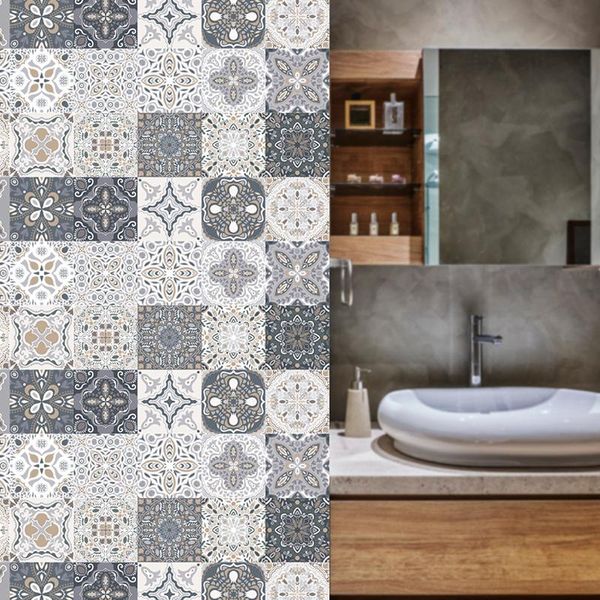 

wall stickers 24pieces tile moroccan style retro mosaic self adhesive transfer diy for home decor bathroom kitchen