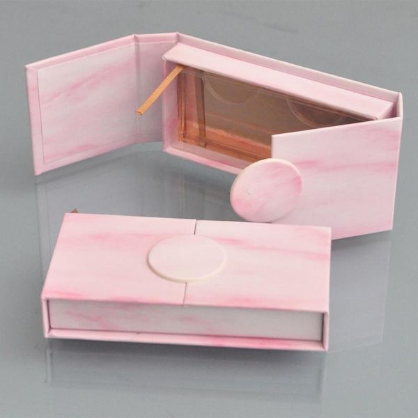 

false eyelashes wholesale rectangle book style lash cases packaging marble pink mink lashes makeup case box vendor fast