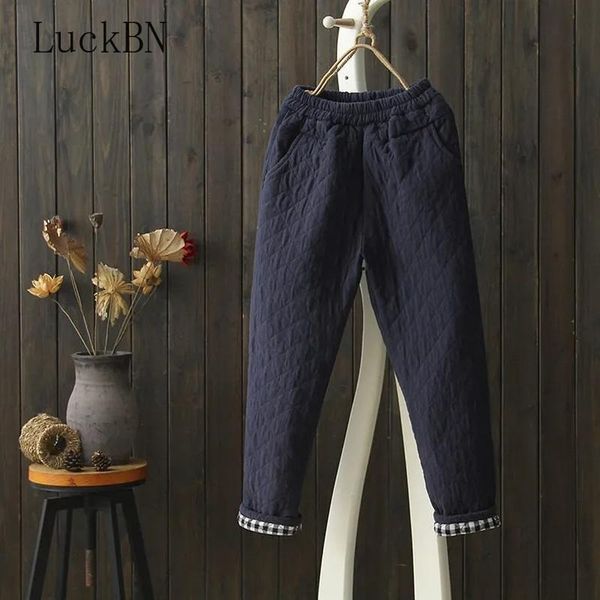 

women's pants & capris 2021 cotton women clothing autumn winter loose linen thick casual quilted ethnic style retro female harem, Black;white