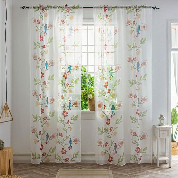

window curtain flamingo/branch bird printing screen for decoration & drapes