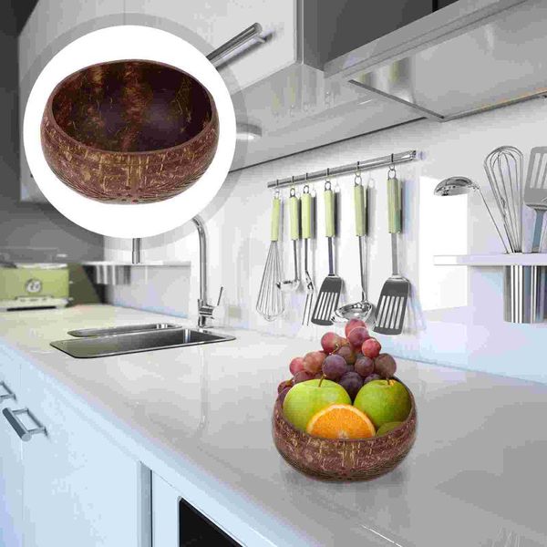 

bowls 2pcs simple coconut shell salad fruit vegetable mixing