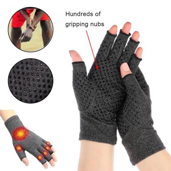 

wrist support 1pair compression therapy fingerless gloves breathable rheumatoid arthritis pain relief rehabilitation training hand care, Black;red