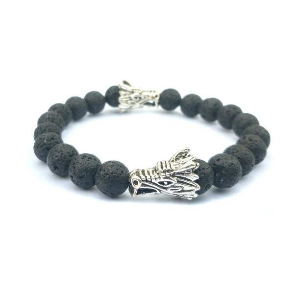 

beaded, strands 2021 8mm howlite dragon chasing bracelet man fashion women gift for bracelets, Black