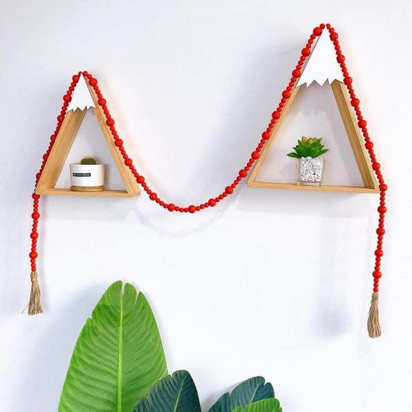 

decorative objects & figurines wooden home decoration handmade garland with tassel wood bead garlands for christmas macrame wall hanging boh