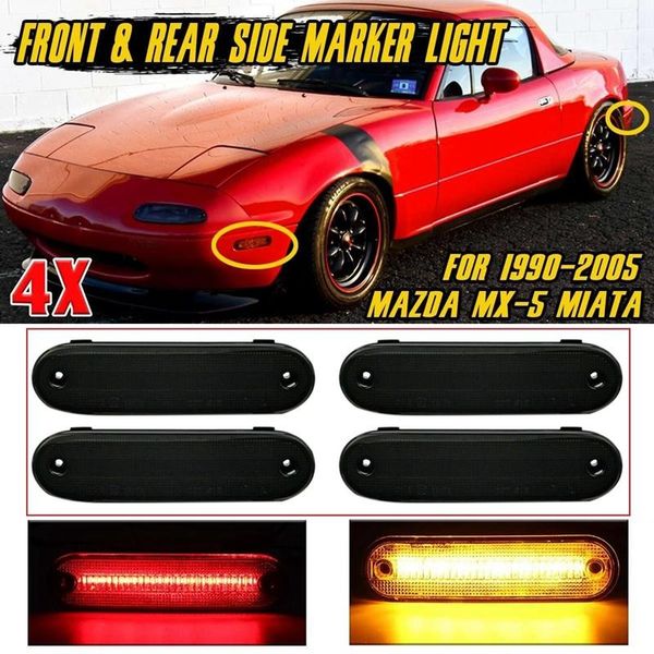 

emergency lights 4x led side marker light smoked lens front rear turn signal blinker lamp for mx-5 mx5 miata 1990-2005