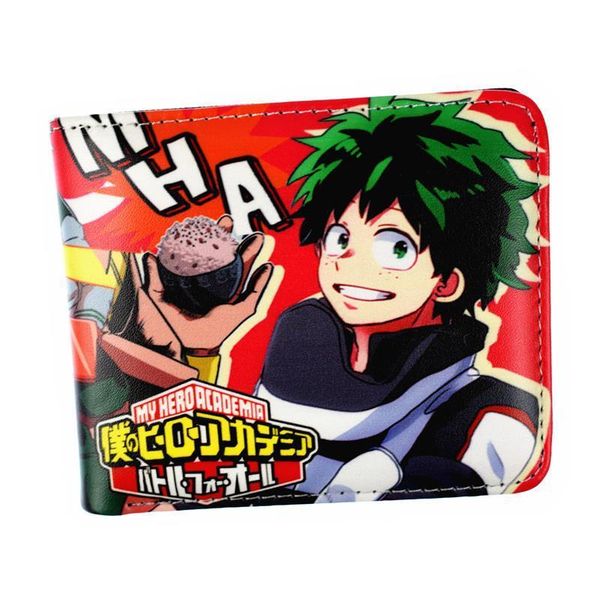 

anime my hero academia wallet short purse with coin pocket for men student, Red;black