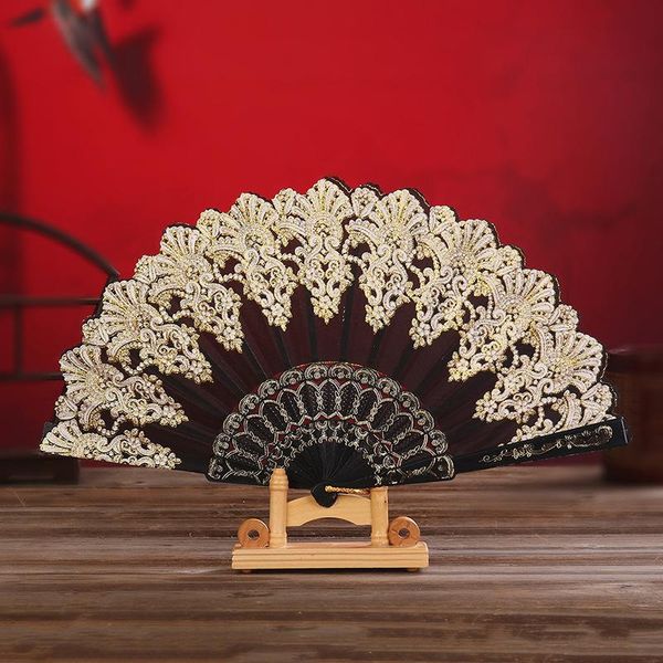 

retro folding hand fan plastic gold powder craft wedding party chinese style dance pocket gifts 10 colors dropshippin other home decor