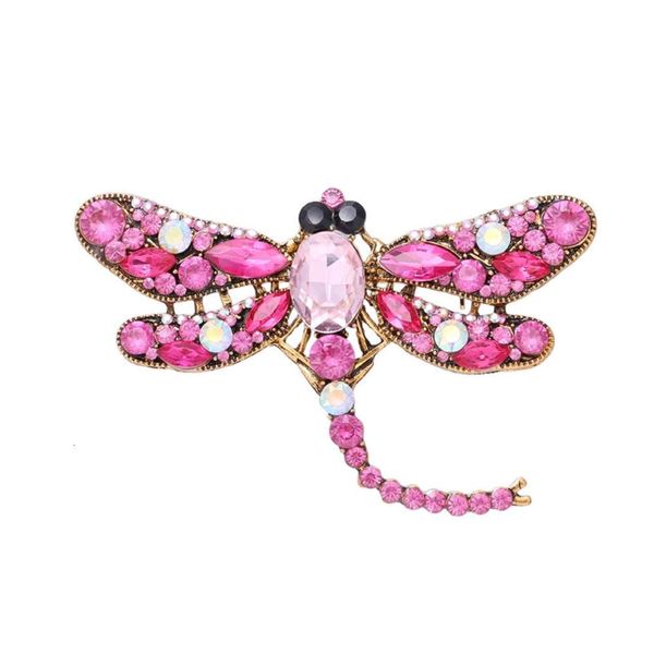

yiwu jewelry brooch alloy personality crystal glass dragonfly brooch, Gray