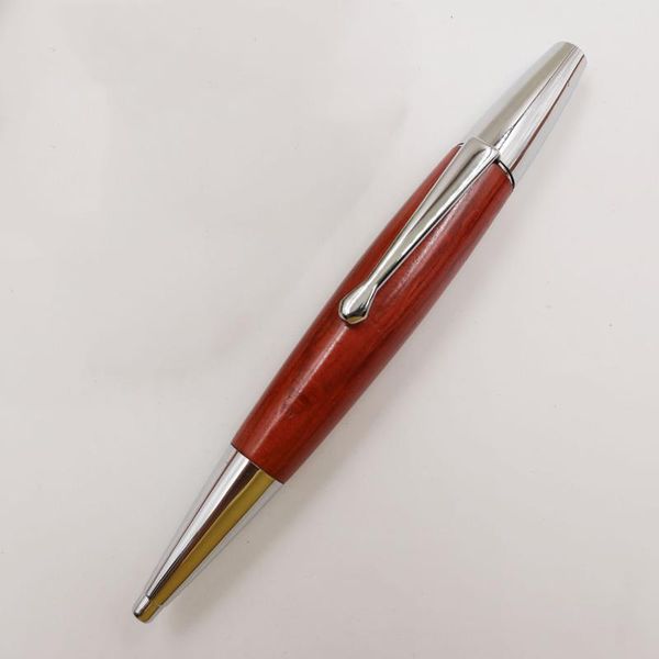 

ballpoint pens 2pc /lot luxury metal wood retractable pen silvery clip for business office gift 0.7mm black ink mini ball, Blue;orange