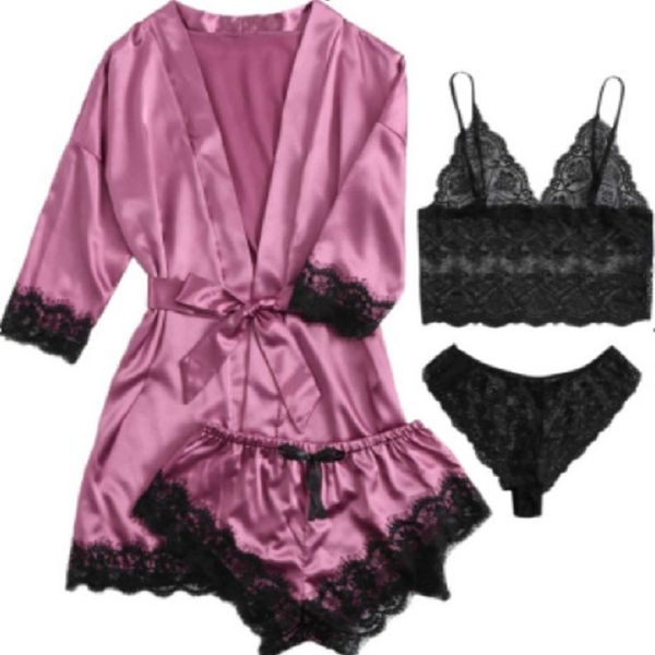 

style pajamas suspenders four piece fun underwear set home cloth, Red;black