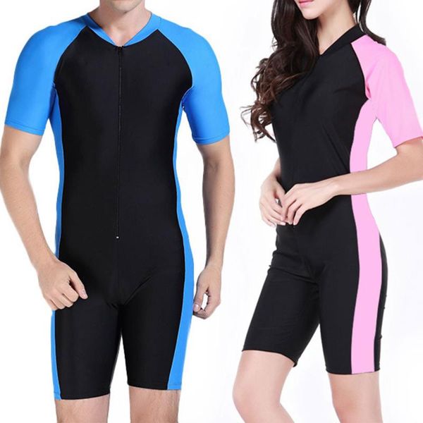 

one-piece suits men women wetsuit short sleeved snorkeling jumpsuit full body lover dive wet suit swim warm surf clothing
