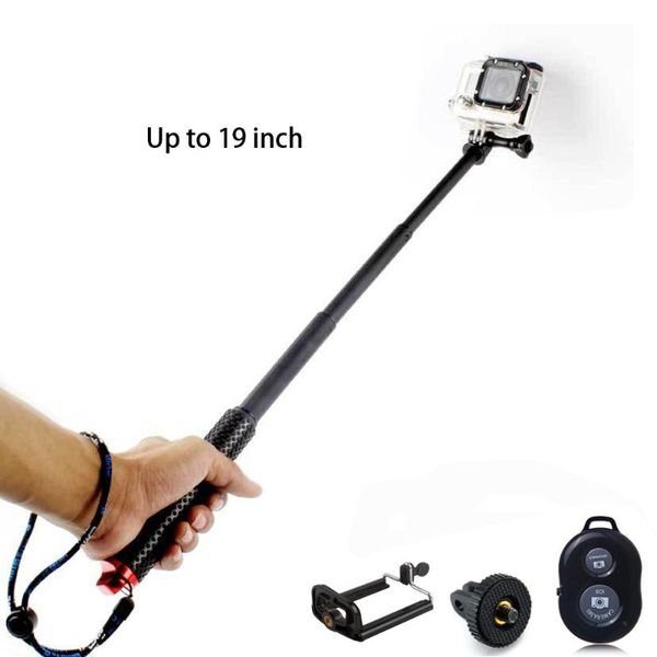 

selfie monopods 19 inch stick extendable pole folded for hero 4 3 3+ sj4000 sj5000 sjcam yi camera summer style smartphone ios