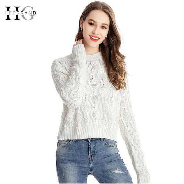 

women's sweaters hee grand short twist women autumn knitted jumpers 2021 winter long sleeve and pullovers plus size 3xl wzl1449, White;black