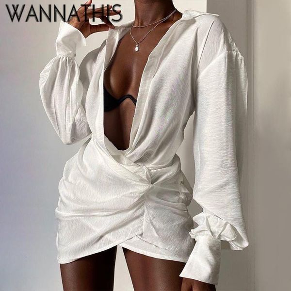 

casual dresses wannathis fashion vintage turn-down collar long sleeve women's dress elegant spring loose shirt mini for women 2021, Black;gray