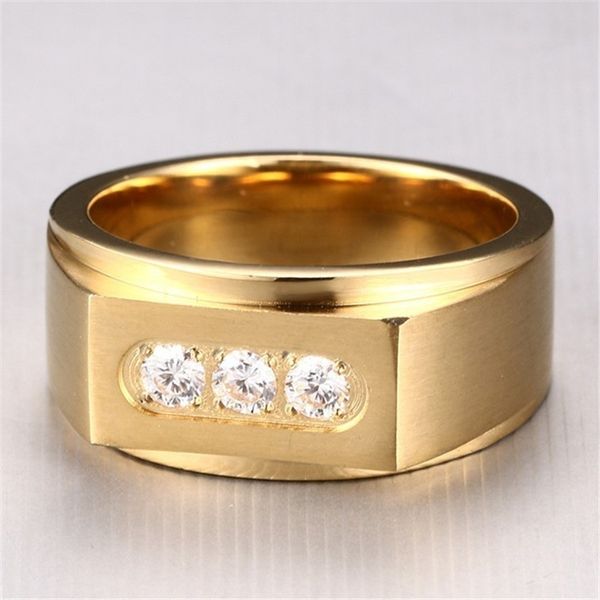 

new jewelry with zircon three diamond men's ring, Golden;silver