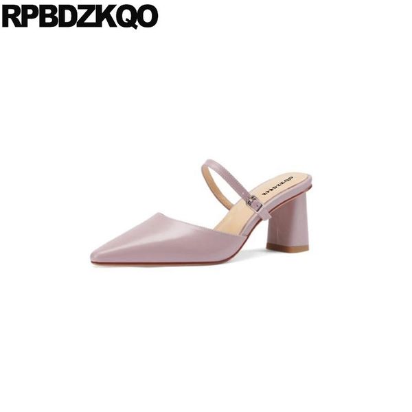 

dress shoes purple block heels for women size 33 mary jane thick strap fashion mules slipper high pointed toe pumps ladies 2021 belts, Black