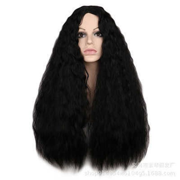 

2021 long hair ffy corn roll black explosive head curly split wig