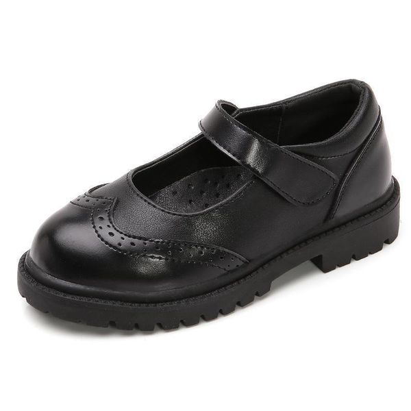 

fashion princess kids leather shoes for girls mary jane children wedding party dress black school flat etiquette, Black;grey