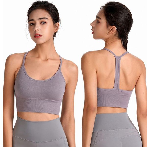

yoga outfit beautiful back sports bras women no steel ring y-shaped shockproof fitness underwear bra