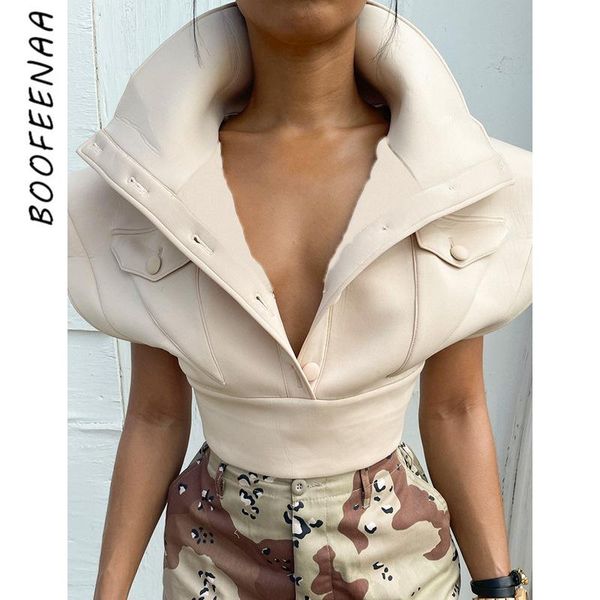 

women's vests boofeenaa streetwear fashion button vest outerwear womens fall 2021 ladies cropped jacket sleeveless coats c85-dd28, Black;white