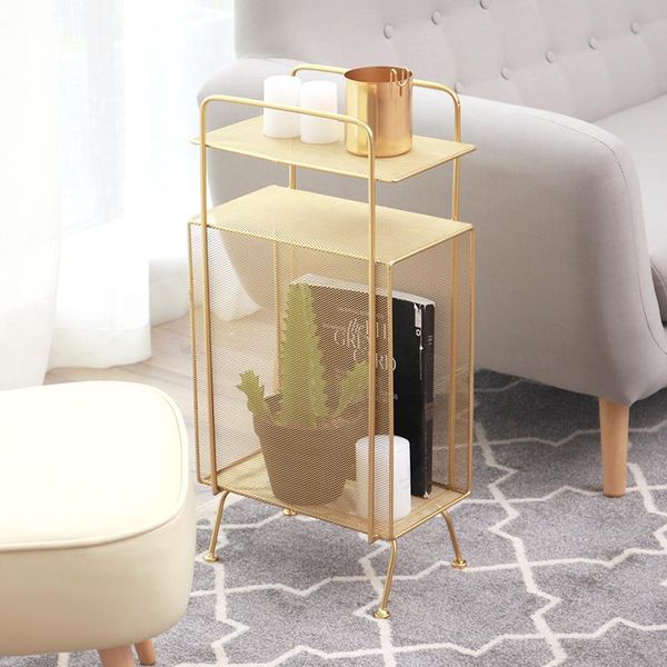 

nordic wrought iron bedside sofa side shelf bedroom living room floor small bookcase bathroom gap storage rack narrow lb52613 shelves
