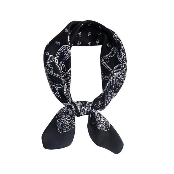 

scarves fashion cashew flower print imitation silk scarf women small square decorative professional shawl gift wholesale, Blue;gray