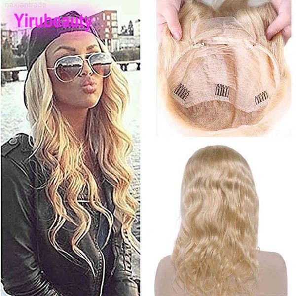

brazilian virgin 613 blonde hu 13x4 10-32inch body wave 613# color front wig with baby hair light lace, Black