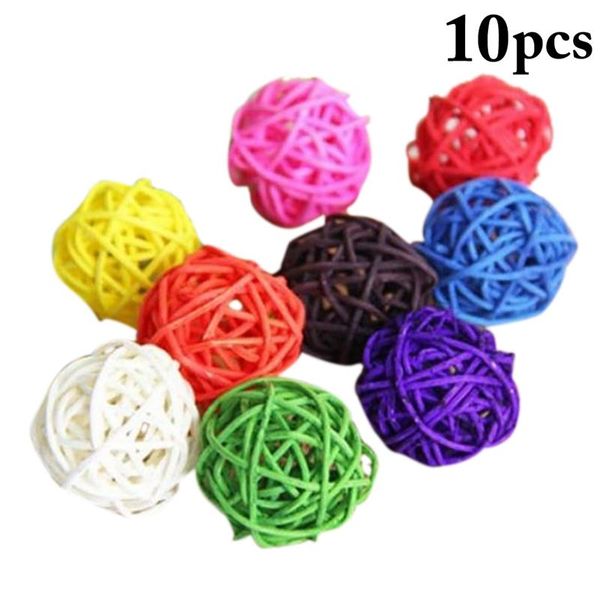 

other bird supplies 10pcs 3cm colorful rattan balls parrot toys interactive chew for parakeet budgie cage accessories playing