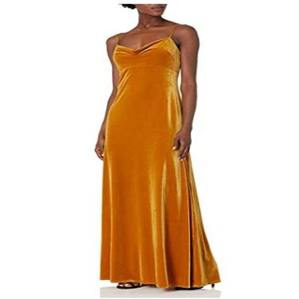 2022 Sexy Brautjungfer Kleid Spaghetti Scheide Samt Prom Kleider Knöchellange Frau Zeremonie für Hochzeit Formale Kleid Frauen Elegant