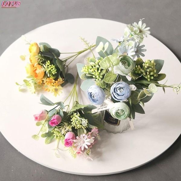 

decorative flowers & wreaths bouquet camellia artificial peony rose silk fake flores wedding flower diy home garden party office decoration