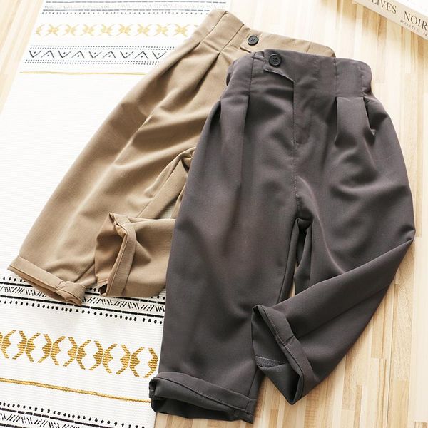 

spring 2021 girls' casual pants loose high waist trousers, Blue