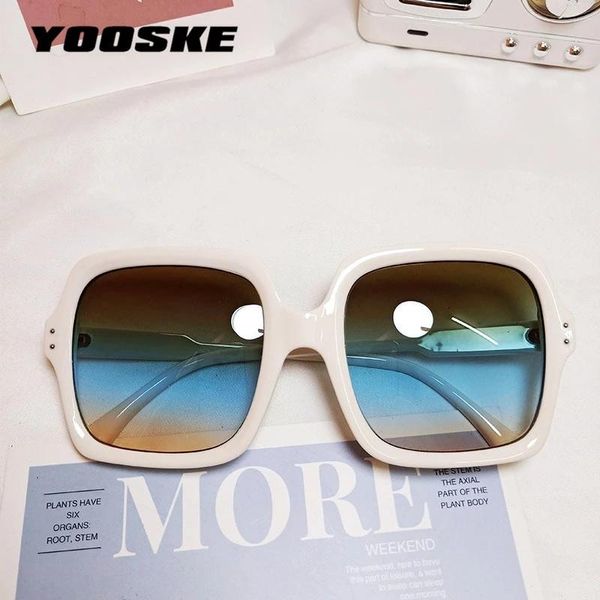 

sunglasses yooske vintage oversized women big frame ladies mens square sun glasses black fashion gradient, White;black