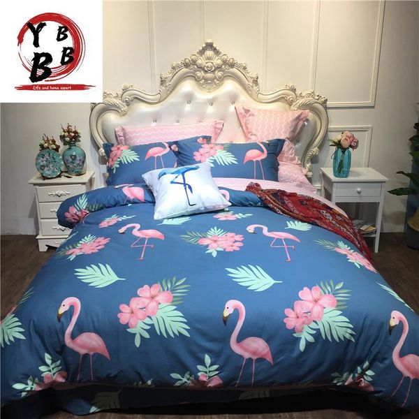 

bedding sets flamingos printed set 100%cotton 3/4pcs twin//king size bed linen luxury duvet cover flat sheet pillowcase