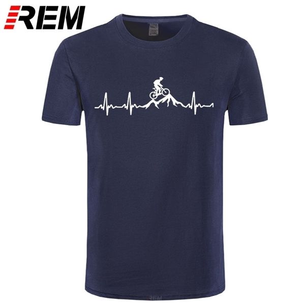 REM Mountain Bike Battito Cardiaco Divertente MTB Dirt Bike T Shirt Plus Size Personalizzata Manica Corta T-shirt da Uomo Moda Famiglia Cotone 210324