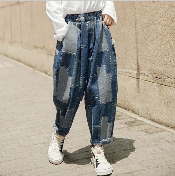 

jeans 2021 wholesale girls denim pants patchwork fashion autumn jean 4-9t c28, Blue