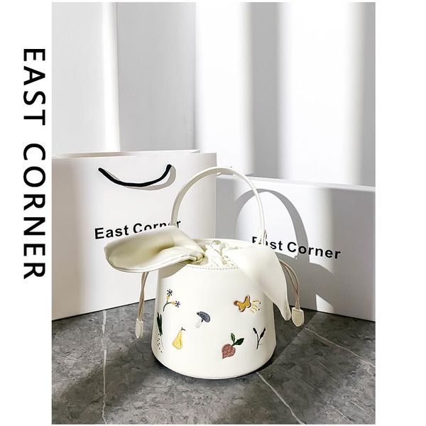 

evening bags flowers embroidery bucket crossbody pu for women 2021chinese style luxury handbags ladies