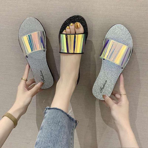 

slippers women's summer shoes outdoor students pvc sandals women non-slip outside ladies flat fashion female flip flops, Black