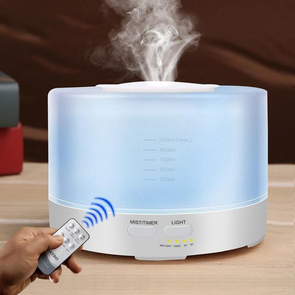 

essential oils diffusers 500ml aroma oil diffuser remote control ultrasonic air humidifier with 7 color changing led lamp for h